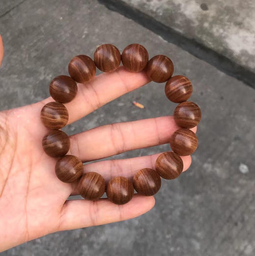 【青山特惠】1.5*15颗 焦糖味 正区黑肉级老山檀虎皮纹手串 L35 商品图1
