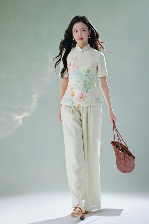 逸红颜明月优选#天然棉麻裤「松弛裤」原生棉麻显瘦叠褶，保留夏日的每一份松弛感 商品图6