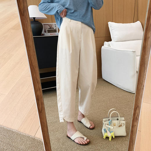 芋泥bobo裤！2025定织天丝棉弧形剪裁侧开叉茧形裤九分休闲裤！ 商品图6