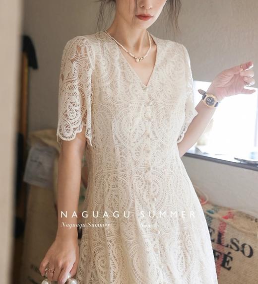 夏日天丝棉法式浪漫重工蕾丝镂空刺绣修身显瘦连衣裙 商品图6