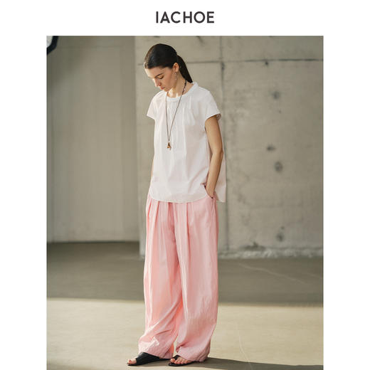 棉仓3621504025-IACHOE后背小V领短袖衬衫 商品图3