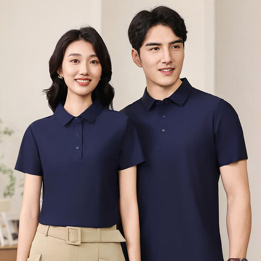 男女同款商务高端飞乐条防晒锦纶无痕170g40D翻领polo衫短袖 商品图1