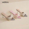 Westory2025年夏季高跟尖头珍珠凉拖鞋W25BJ62761 商品缩略图0
