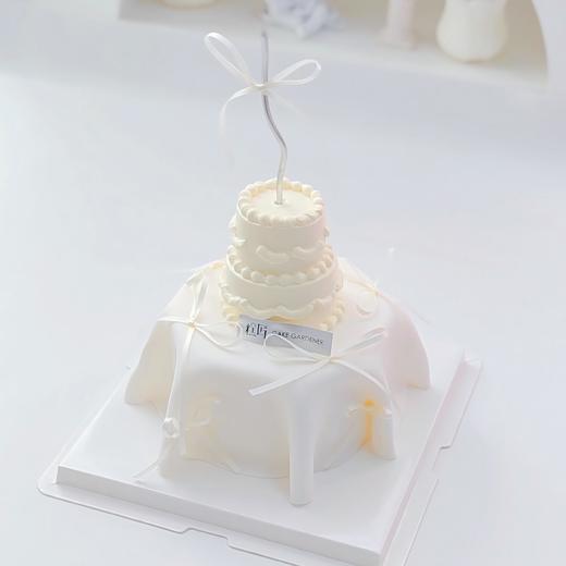ins风小清新翻糖纯白桌布蛋糕 商品图0