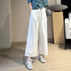 大表姐花边小白裤！2025天丝麻棉白色休闲裤夏季遮肉9分阔腿裤！ 商品缩略图5