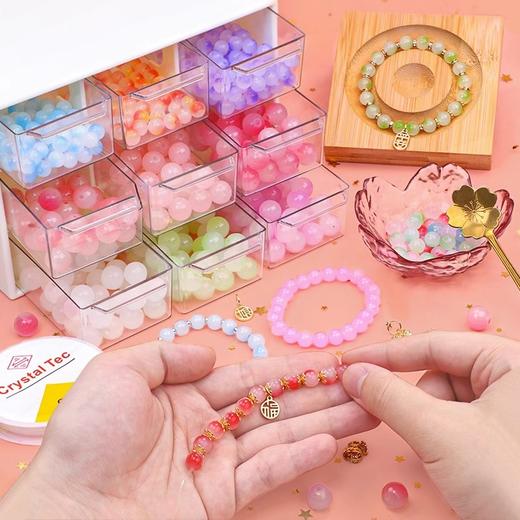 【儿童手链串珠】手工diy材料包 女孩散珠玩具 自制琉璃手串 女童穿珠子 六一儿童节礼物 商品图1