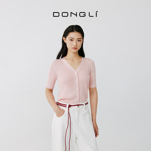 东黎 • 岛屿假日—纤羽 桑蚕丝山羊绒女士春夏开衫V领 2039 商品图5