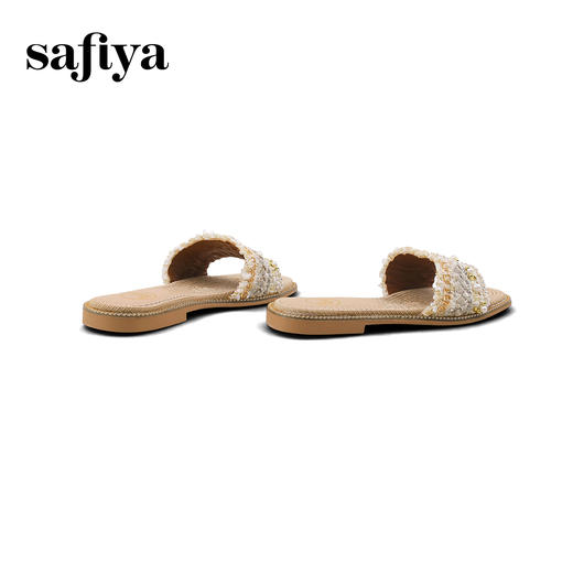 预售7天|Safiya/索菲娅2025小香风露趾外穿仙女珍珠休闲百搭软底一字拖SFD2110352 商品图8