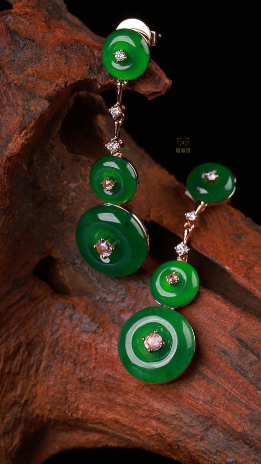 【事事圆满】满绿翡翠耳坠大EZ12504016W 商品图1