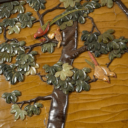 清	红木镶漆地百宝嵌百鸟朝凤挂屏 商品图3