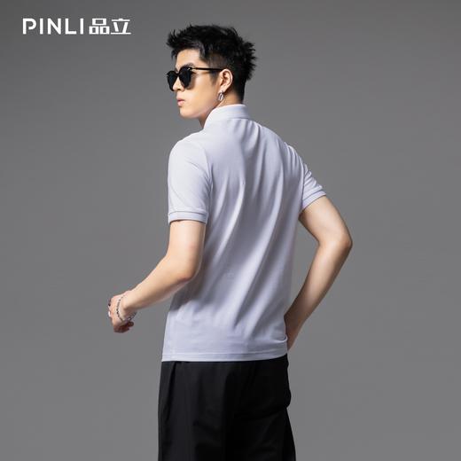 PINLI品立2025夏季新款烫钻修身短袖POLO衫男士商务休闲百搭体恤BG252112091 商品图2