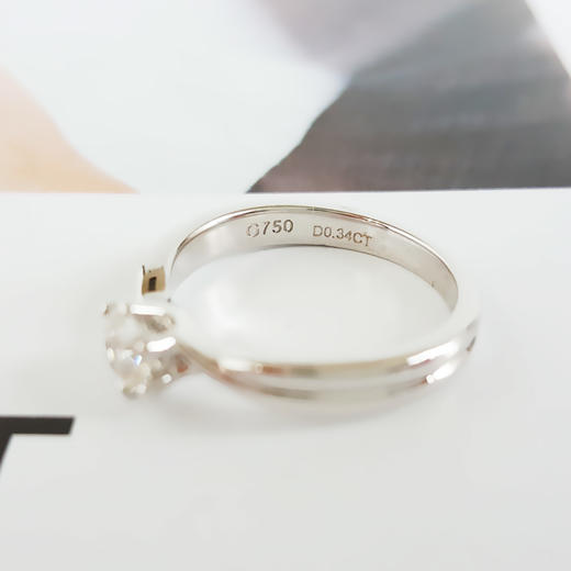 【天然正品】ENZO AU750白金时尚经典款六爪0.34克拉钻石戒指F-VVS1-2EX-VG 13号（戒圈可改）女士现售价：4680！160425TJ09 商品图6