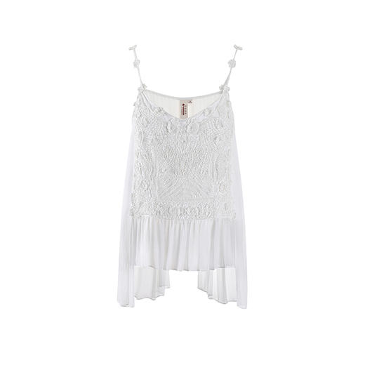 【林栖设计小店】【手工钩花】桑蚕丝吊带背心拼飞片2025夏季新品花边上衣1952349 商品图4