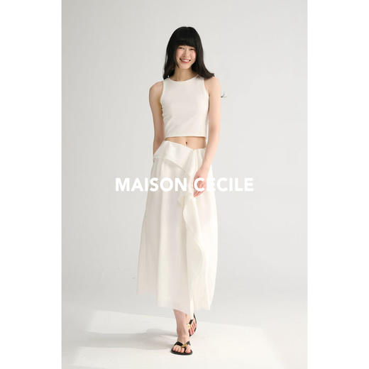 MAISON CECILE 法式极简立体荷叶边设计感开衩半身裙长款 商品图4
