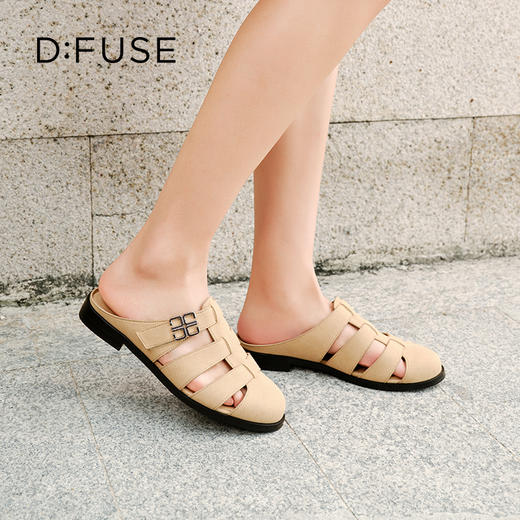 Dfuse迪芙斯2025夏季新款包头拖鞋条带镂空穆勒拖平底博肯凉拖DFD2110042 商品图3