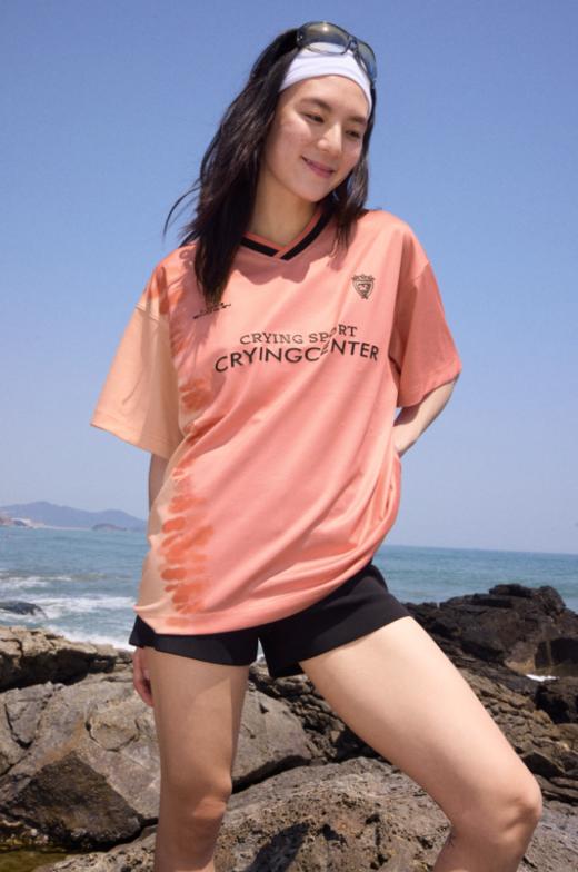 CryingCenter 扎染撞色v领球衣短袖t恤 哭喊中心 商品图4