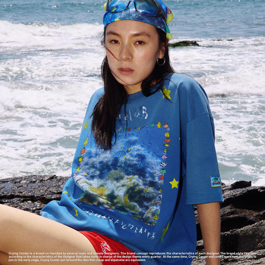 CryingCenter 星星热带鱼水族馆重磅洗水做旧短袖T恤 哭喊中心 商品图2