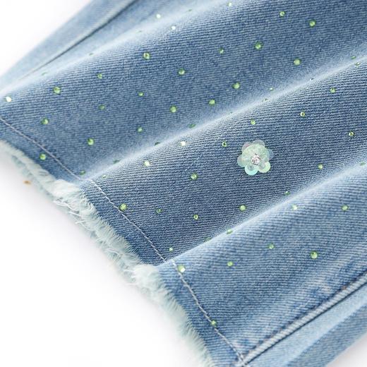 「高货wl」全新升级【铂金会员247/天猫329/差价82】(95125)洛诗琳重工钉珠烫钻牛仔裤2025小个子夏季薄款显瘦微喇裤 商品图3