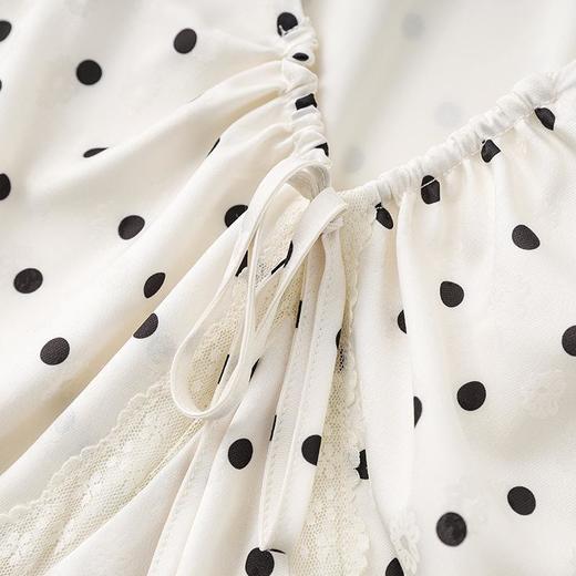 「高货wl」全新升级【铂金会员339/天猫459/差价120】(00107)洛诗琳高级感波点泡泡袖法式提花缎面蕾丝花边垂感连衣裙 商品图2