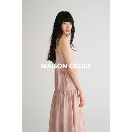 MAISON CECILE 两色印花/桑蚕丝晕染朦胧雾感浪漫飘逸吊带连衣裙 商品图1