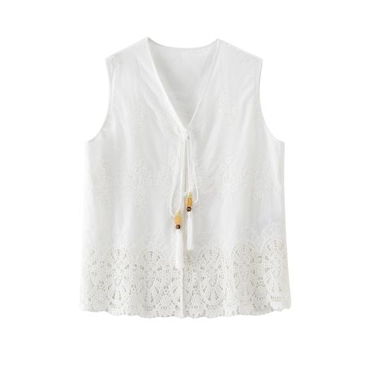 「K」洛诗琳05431法式蕾丝拼接背心2025夏季刺绣无袖上衣10343 商品图0