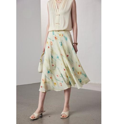 「自」全新升级【铂金会员367/天猫489/差价122】(02018)洛诗琳真丝印花半裙2025夏季百搭双绉印花桑蚕丝半身裙女 商品图0