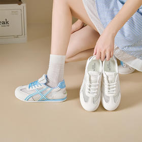 西遇网面德训鞋女夏季新款百搭拼色轻便透气休闲鞋薄底运动鞋V1256838