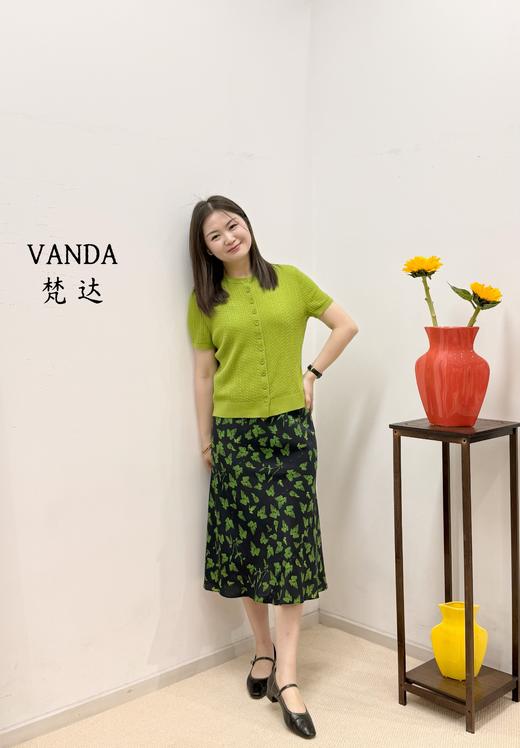 绿色印花桑蚕丝半裙 商品图0
