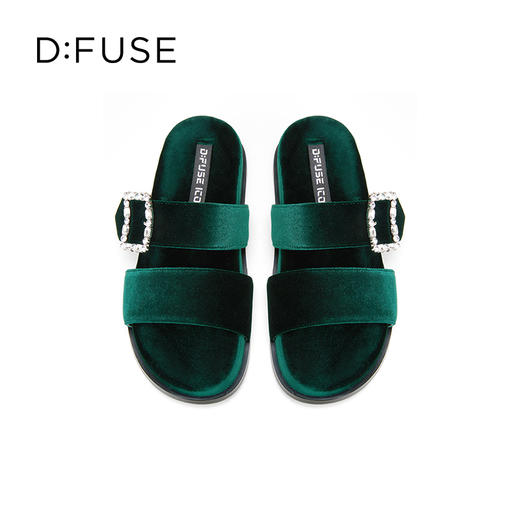 Dfuse迪芙斯2025夏季新款丝绒钻扣拖鞋厚底外穿博肯鞋凉拖DFD2110130 商品图9