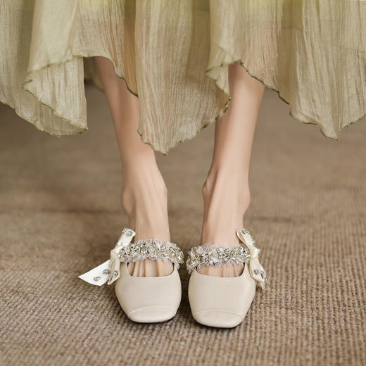 阿么手工女鞋水钻优雅女士百搭宴会鞋子官方正品法式穆勒拖4.7CM 商品图4