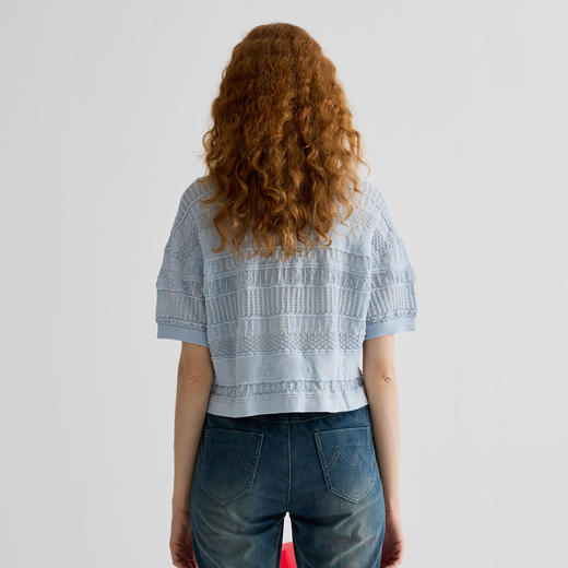 谜底针织衫短袖女2025夏季新品复古文艺宽松H型中长毛衣252MZ0944 商品图2