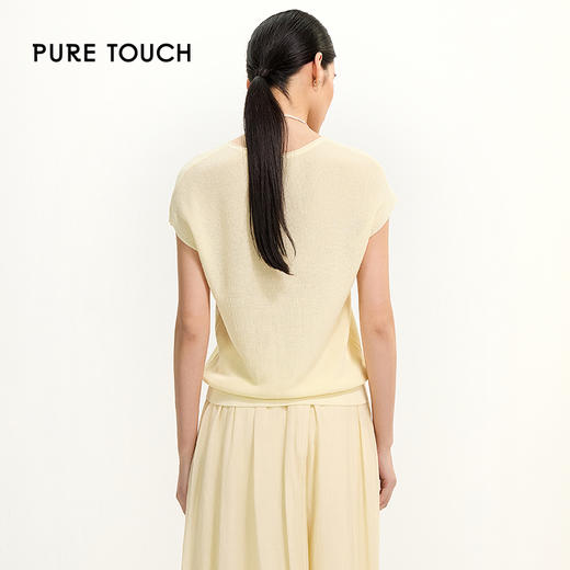 PURE TOUCH米白色简约V领无袖针织上衣 1346252134 商品图2