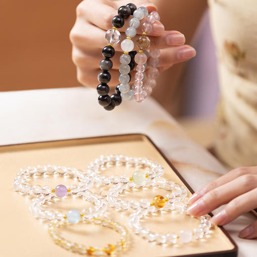 周六福水晶手串男女白水晶狂想曲黄水晶招财生日礼物 商品图4