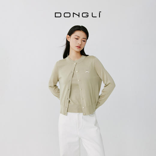 东黎 • 岛屿假日—云端芭蕾 桑蚕丝山羊绒女士春夏精纺圆领刺绣烫钻开衫 5152 商品图4