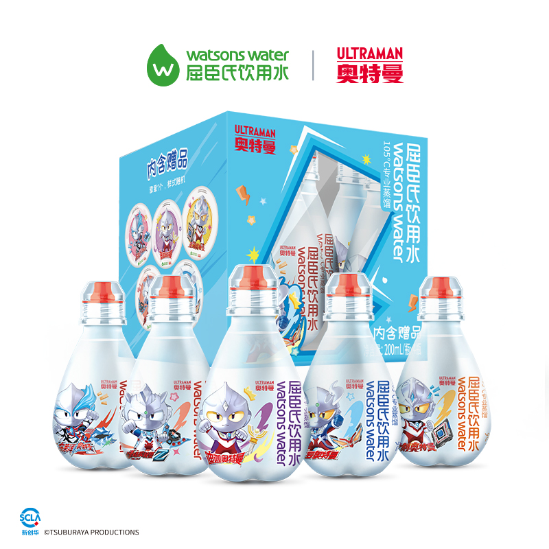 屈臣氏饮用水儿童水200ML*4*6（彩盒装奥特曼版）