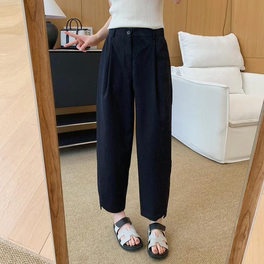 芋泥bobo裤！2025定织天丝棉弧形剪裁侧开叉茧形裤九分休闲裤！ 商品图7