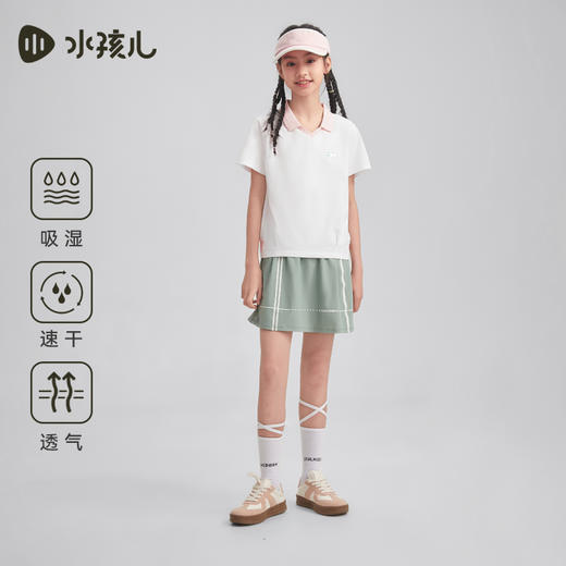 水孩儿童装女童速干短袖夏季新款儿童吸湿透气T恤大童翻领上衣 商品图3
