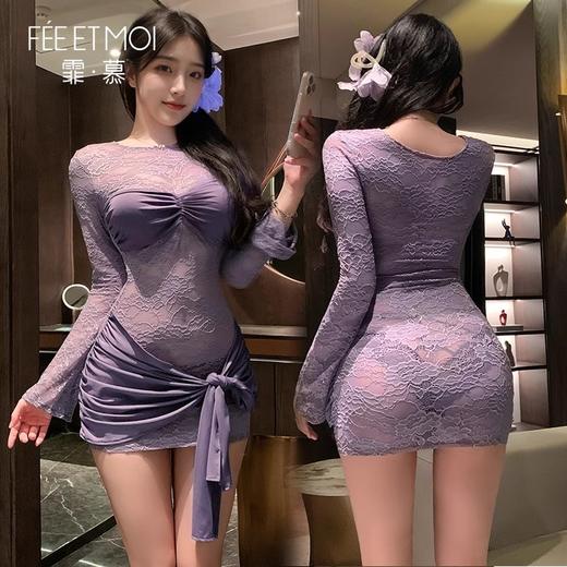 霏慕 纯欲名媛透视长袖连衣裙ZY12 商品图0