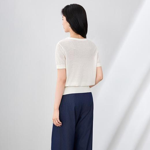 「高货wl」全新升级【铂金会员174/天猫229/差价55】(00253)洛诗琳兰精天丝亚麻针织T恤2025夏季薄款冰丝凉感开衫上衣 商品图3