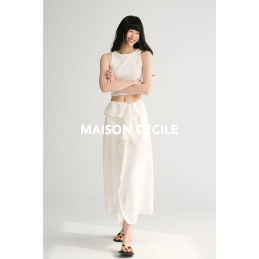 MAISON CECILE 法式极简立体荷叶边设计感开衩半身裙长款 商品图3