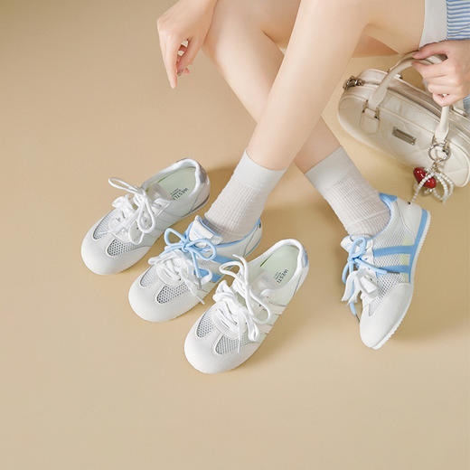 西遇夏季网面德训鞋女新款百搭平底小白鞋透气轻便薄底运动鞋K1256837 商品图0