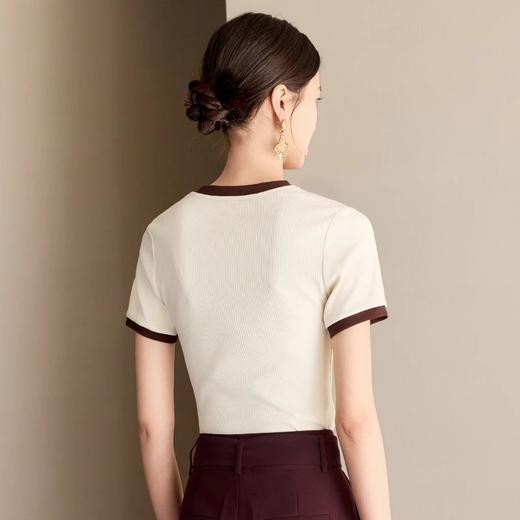IWY/六色可选舒适感凉爽针织短袖T恤女弹力修身上衣百搭休闲打底衫夏季J25T001 商品图4