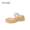 Dfuse迪芙斯2025夏季新款木纹拖鞋耀眼钻扣仙女风坡跟凉拖DFD2110001 商品缩略图6
