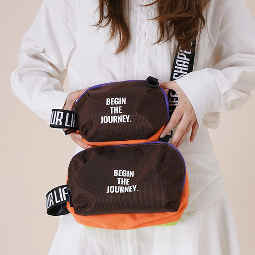 趁早即刻出发单肩斜挎收纳包轻便拼色休闲户外旅行多功能小包背包 商品图2