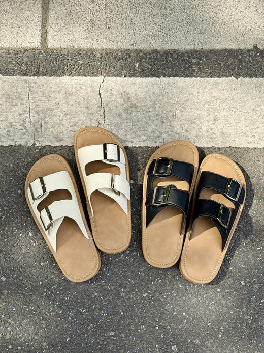 巨舒适| 暴走不累一字扣生态皮金属搭扣--平底凉拖【包邮+三天无理由退换】 商品图12