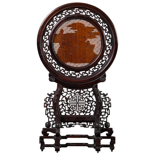 二十世纪	红木透雕八仙人物故事圆形插屏 商品图5