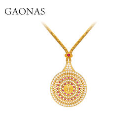 GAONAS  灵枢八宝新中式金色罗盘项链11373XGO
