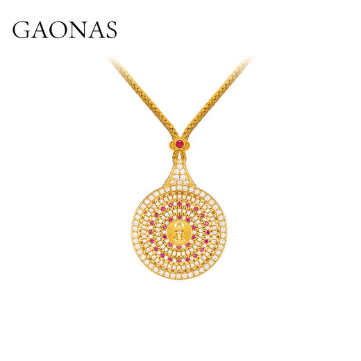 GAONAS  灵枢八宝新中式金色罗盘项链11373XGO 商品图0