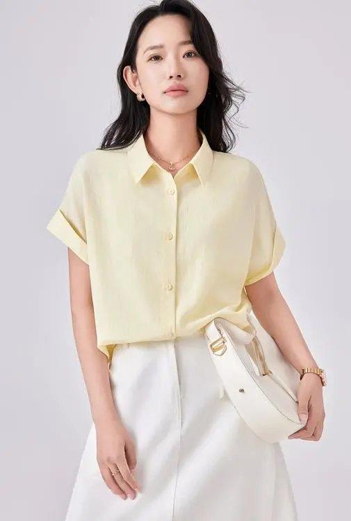 法式慵懒感短袖衬衫 MY2521 商品图0