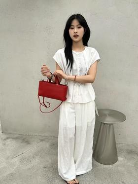 6101韩系一排扣苎麻上衣